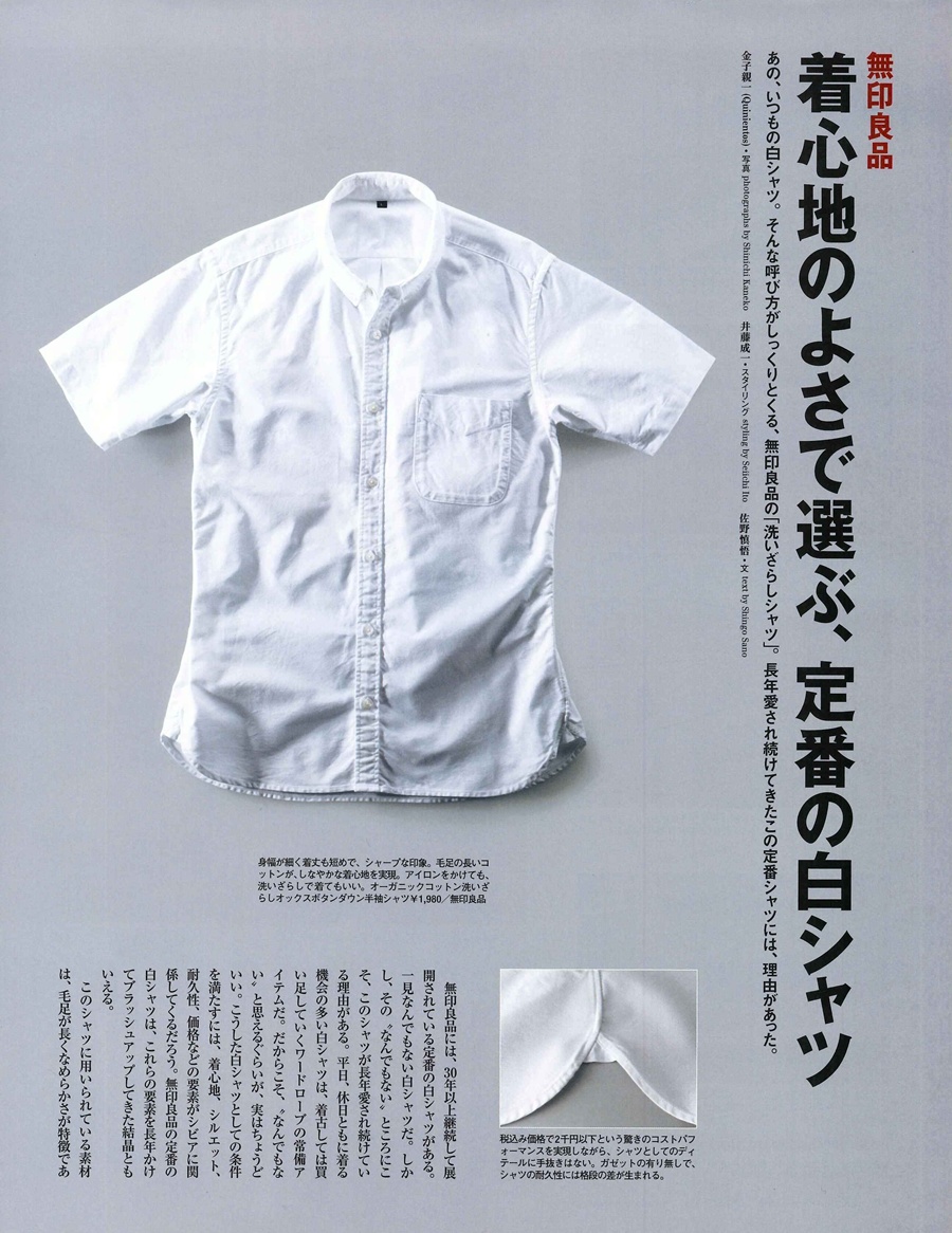 無印良品　コットンオックス　ボタンダウン半袖シャツ　muji_white_shirts