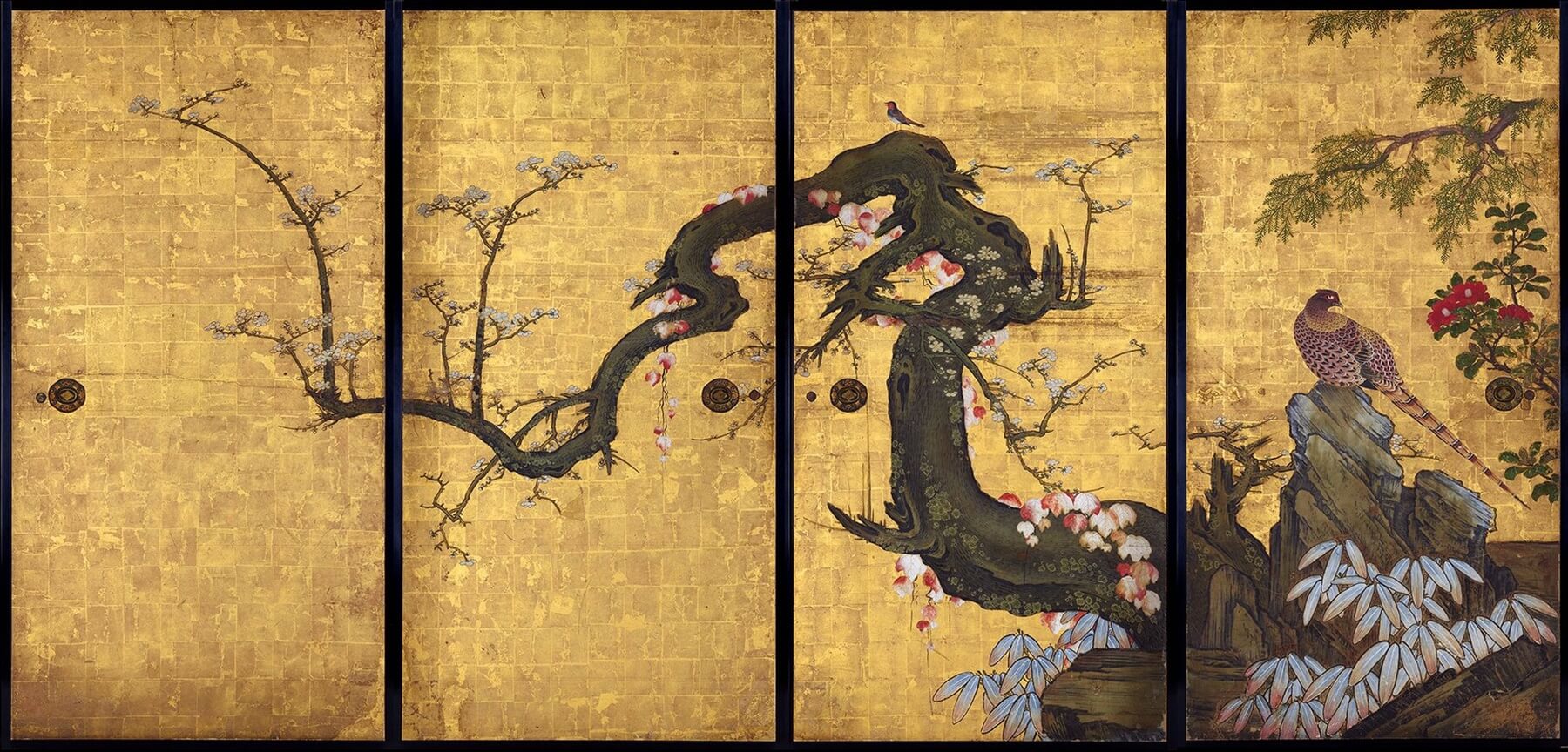 梅花遊禽図襖絵（1631年、妙心寺天球院）